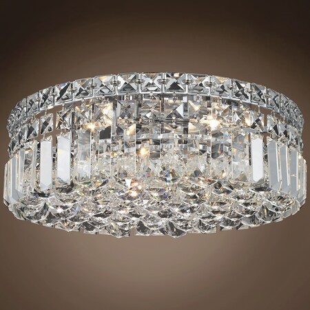 Joshua Marshal Ibiza Design 4 Light 14 Chrome Flush Mount w/Clear Swarovski Crystals 701056-003